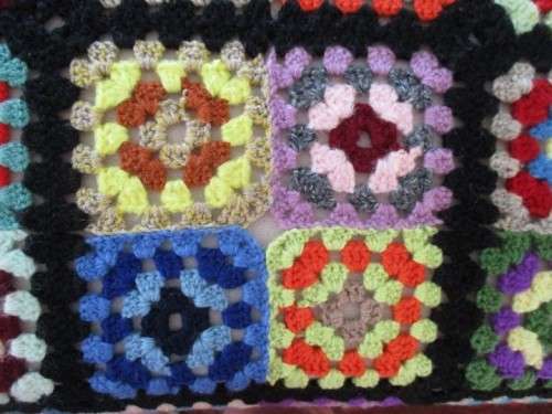 OUT OF THE ATTIC - LARGE CROCHETED WOOL BLANKET  - THE WAY GRANNY MADE THEM - GREAT CONDITION