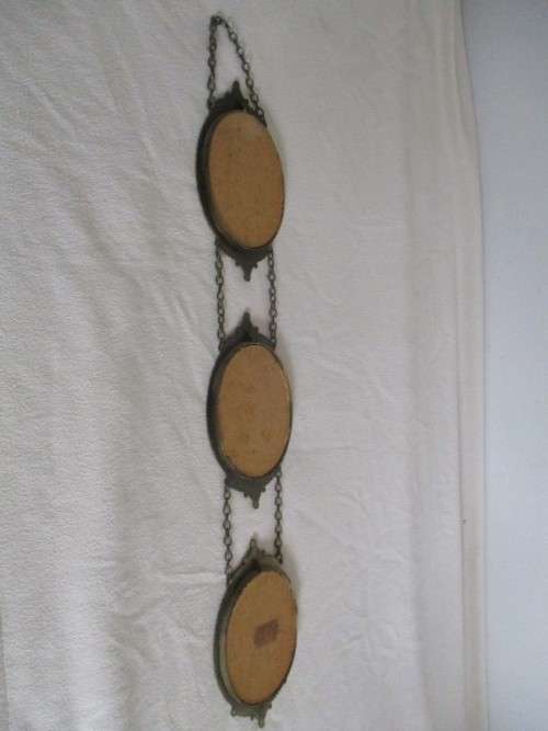 VINTAGE ROMANTIC ITALIAN? PADDED SILK AND BRASS WALL HANGING - THREE FRAMES