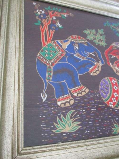 Thailand Hand painted cloth art - framed