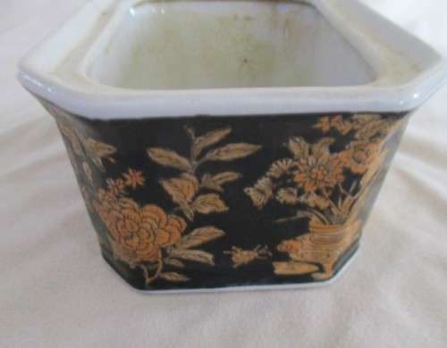 A VINTAGE ORIENTAL CERAMIC BONSAI PLANTER WITH FIGURES IN DRAGON BOAT - UNUSUAL MARKING ON BASE