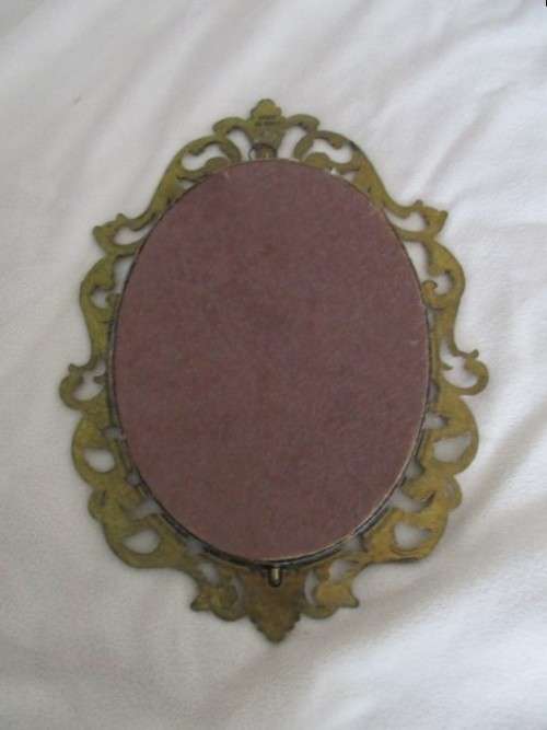 DELIGHTFUL VINTAGE ITALIAN SILK DEPICTING LITTLE GIRL WITH HER DOG - FRAMED IN BRASS
