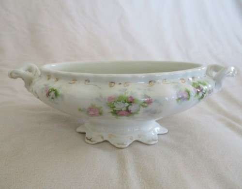 C 1891 - 1900 - ANTIQUE J & G MEAKIN DISH WITH PINK ROSES