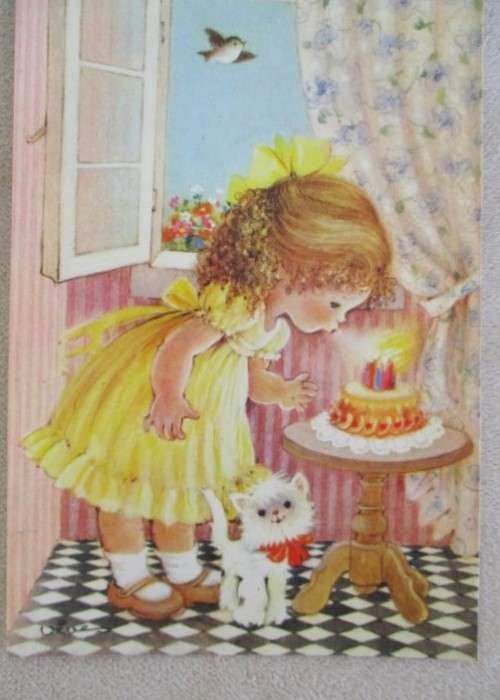 SIX PRETTY, VINTAGE EDICROMO POSTCARDS SIGNED VIVES