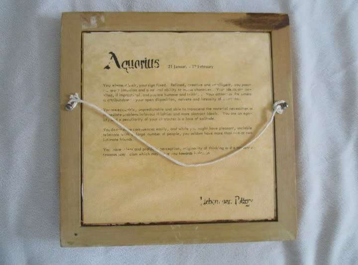 Vintage 1960`s framed Liebermann tile - Aquarius (discontinued)