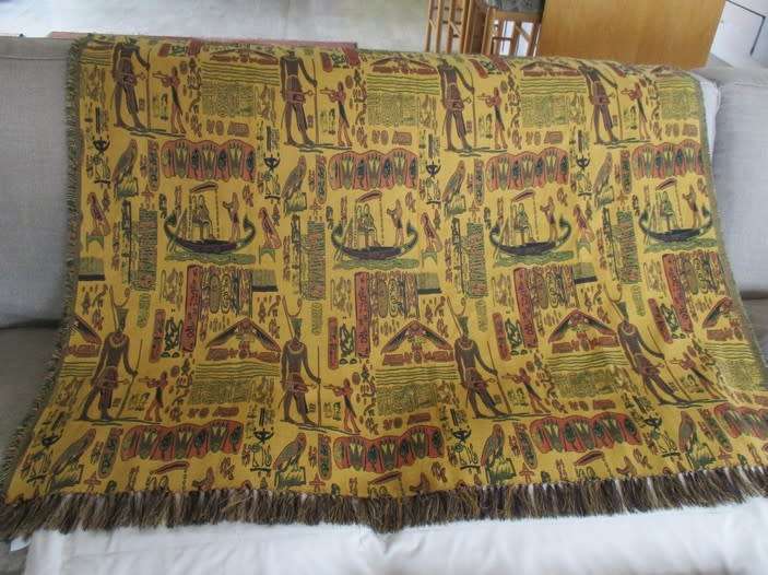 VERY LARGE AND STRIKING REVERSIBLE EGYPTIAN CLOTH/THROW MADE FROM WOVEN MATERIAL - 2.3M X 1.39M