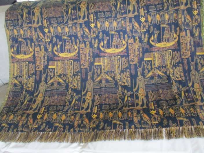 VERY LARGE AND STRIKING REVERSIBLE EGYPTIAN CLOTH/THROW MADE FROM WOVEN MATERIAL - 2.3M X 1.39M