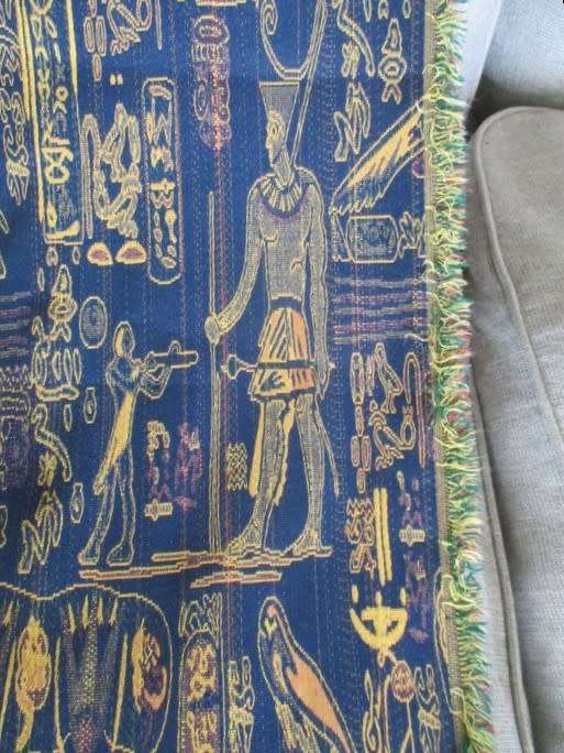 VERY LARGE AND STRIKING REVERSIBLE EGYPTIAN CLOTH/THROW MADE FROM WOVEN MATERIAL - 2.3M X 1.39M