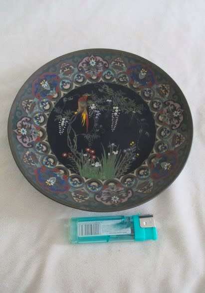 FOR LINX 69 ONLY -  MEIJI PERIOD (1868-1912) CLOISONNE PLATE WITH EXOTIC BIRD, WISTERIA AND IRISES