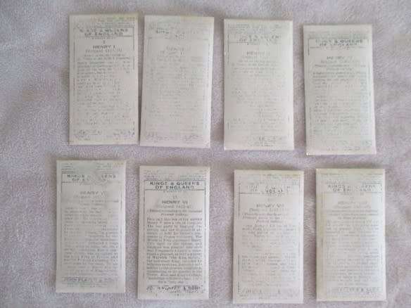 VINTAGE 1935 JOHN PLAYER & SONS CIGARETTE CARDS - ALL THE KING HENRYS OF ENGLAND!