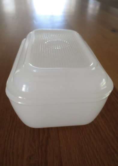 VINTAGE ARCOPAL, FRANCE MILK GLASS BUTTER DISH WITH PINK ROSE DESIGN
