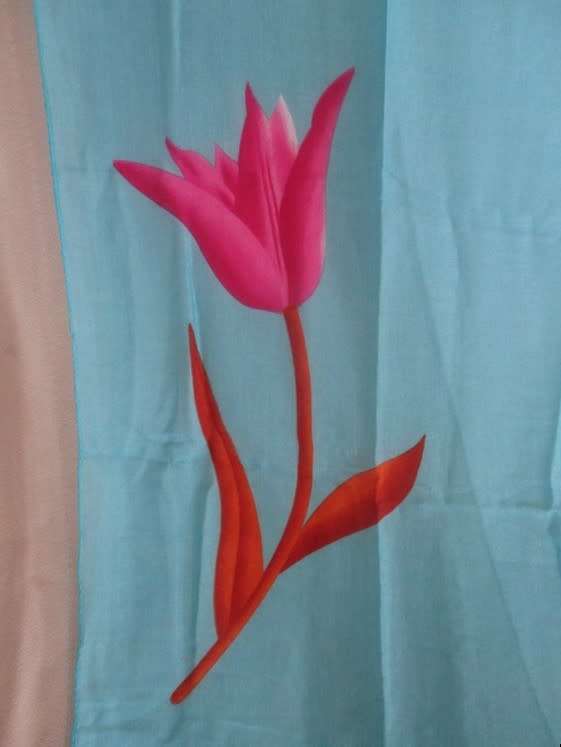 A LARGE DELICATE SHAWL/THROW - LOVELY COLOUR AND EXOTIC FLOWERS