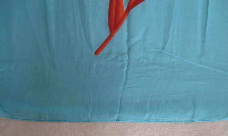 A LARGE DELICATE SHAWL/THROW - LOVELY COLOUR AND EXOTIC FLOWERS