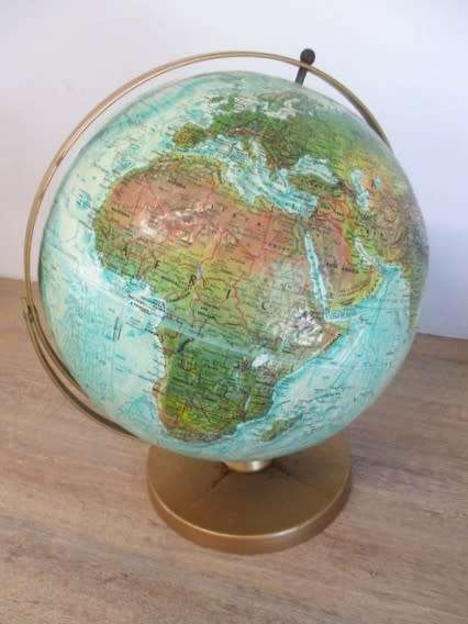 CIRCA 1971-1984 - AWESOME LARGE 12` (30.48CM) REPOGLE RAISED RELIEF WORLD GLOBE - GREAT CONDITION