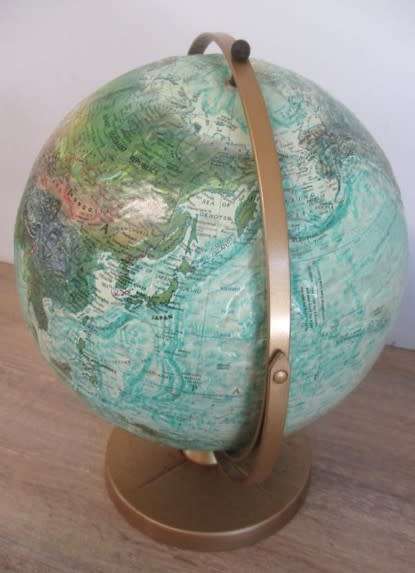 CIRCA 1971-1984 - AWESOME LARGE 12` (30.48CM) REPOGLE RAISED RELIEF WORLD GLOBE - GREAT CONDITION