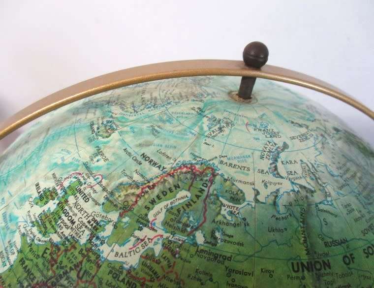 CIRCA 1971-1984 - AWESOME LARGE 12` (30.48CM) REPOGLE RAISED RELIEF WORLD GLOBE - GREAT CONDITION