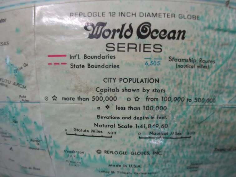 CIRCA 1971-1984 - AWESOME LARGE 12` (30.48CM) REPOGLE RAISED RELIEF WORLD GLOBE - GREAT CONDITION