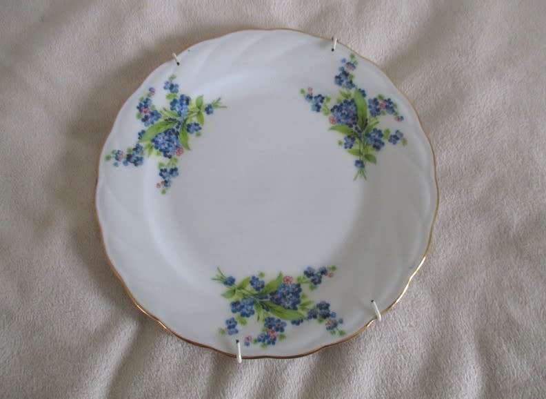 VINTAGE HAND PAINTED WINTERLING, BAVARIA DISPLAY PLATE WITH HANGER - FORGET-ME-NOTS