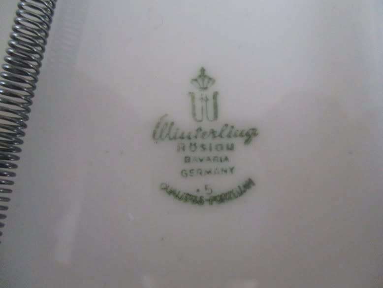 VINTAGE HAND PAINTED WINTERLING, BAVARIA DISPLAY PLATE WITH HANGER - FORGET-ME-NOTS