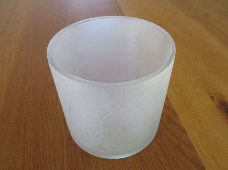 HANDMADE IN INDIA - PRETTY FROSTED GLASS JAR WITH DECORATIVE METAL LID