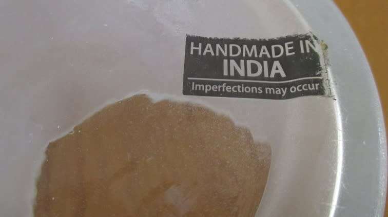 HANDMADE IN INDIA - PRETTY FROSTED GLASS JAR WITH DECORATIVE METAL LID