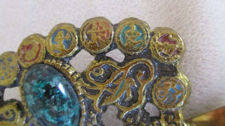 VINTAGE ORNATE BRASS CRUMB CATCHER FROM JERUSALEM