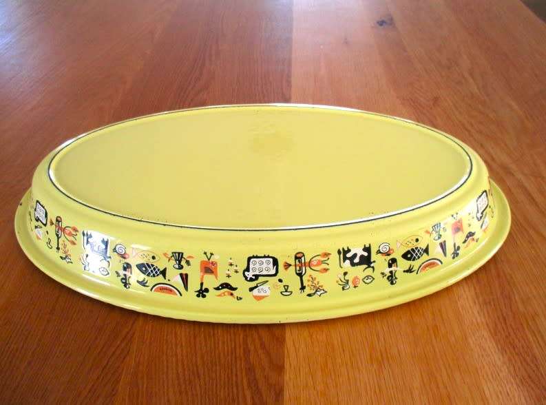 VERY LARGE VINTAGE BELGIUM ENAMEL CAST IRON (ROBERT MARKLEY) DESCOWARE DUTCH OVEN ROASTING/PIE PAN
