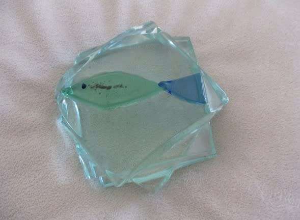 TWO STUNNING GLASS PAPERWEIGHTS FOR ONE PRICE - LION AND FISH