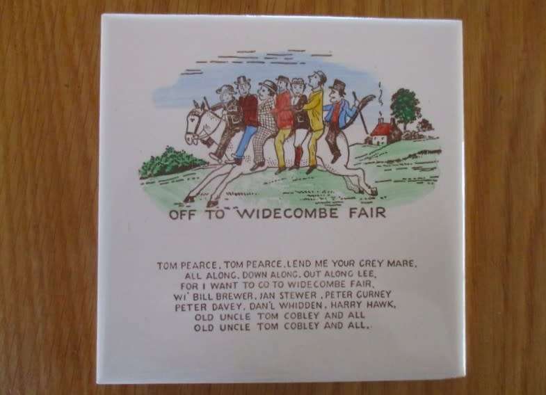 VINTAGE T & R BOOTE, ENGLAND TILE - OFF TO WIDECOMBE FAIR