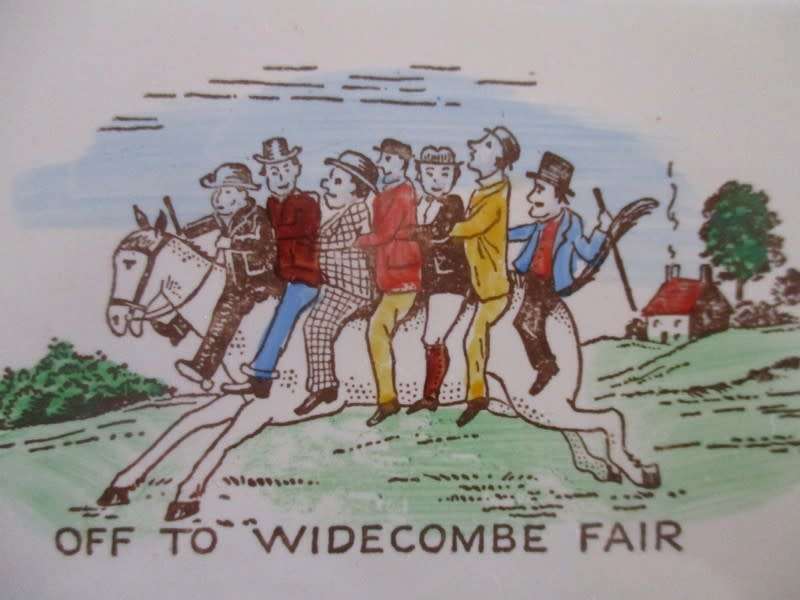VINTAGE T & R BOOTE, ENGLAND TILE - OFF TO WIDECOMBE FAIR