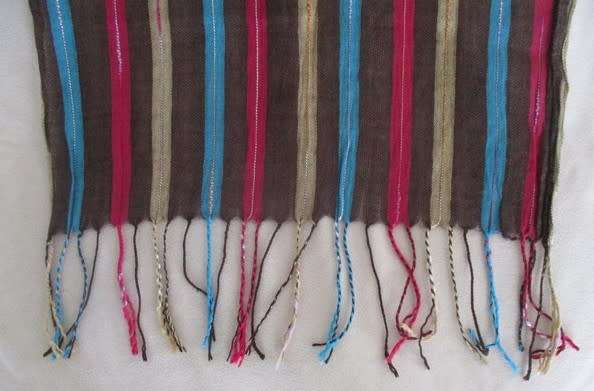 A COLOURFUL STRIPED SHAWL/THROW
