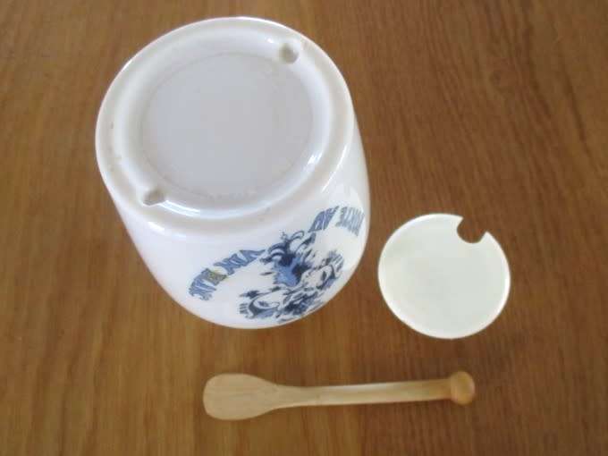 VINTAGE DIJON MUSTARD POT WITH WOODEN SPOON