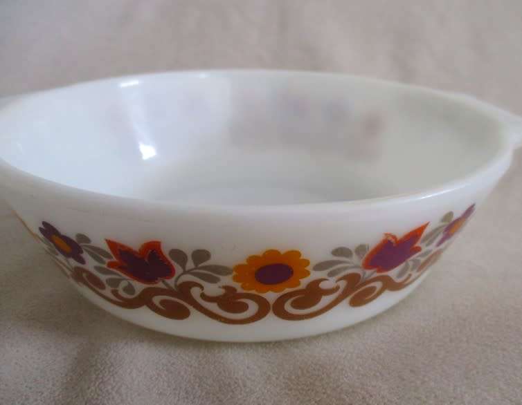 FOR THE GENUINE PYREX COLLECTOR - TWO RARE  JAJ, ENGLAND PYREX DISHES