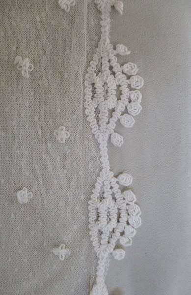 Beautiful double layered old lace embroidered and crocheted shawl to wear or drape