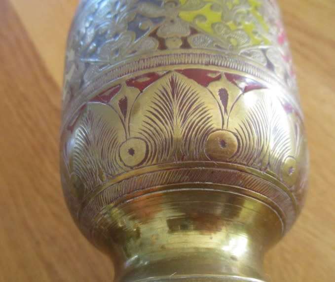 Two large antique solid brass vases - made in India and wonderfully looked after