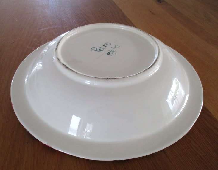 Large hand painted bowl with cheerful floral design