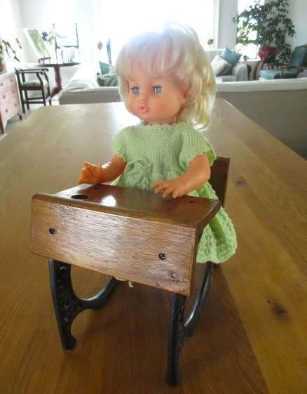 Vintage wood and cast iron school desk for your First Love or other vintage doll