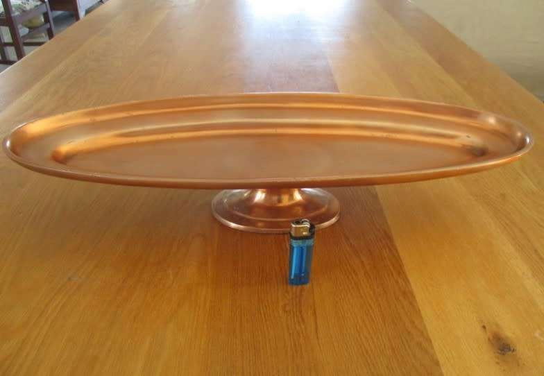 Made in India - a very large vintage footed copper serving platter - great for entertaining