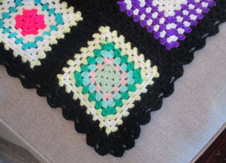 Out of Granny`s Attic - an enormous hand crocheted wool blanket - great condition - 3100mm x 2300mm