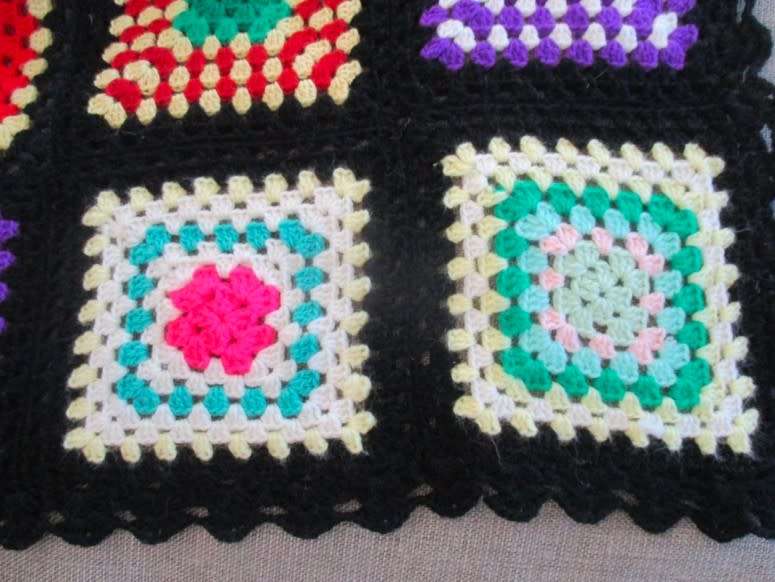 Out of Granny`s Attic - an enormous hand crocheted wool blanket - great condition - 3100mm x 2300mm