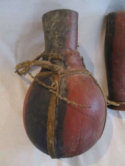 Rare find - Vintage authentic Samburu, North Kenya gourd and leather water bottle & drinking gourd
