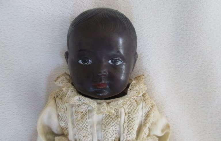Small antique French 1930`s Societe Nobel Francaise black doll