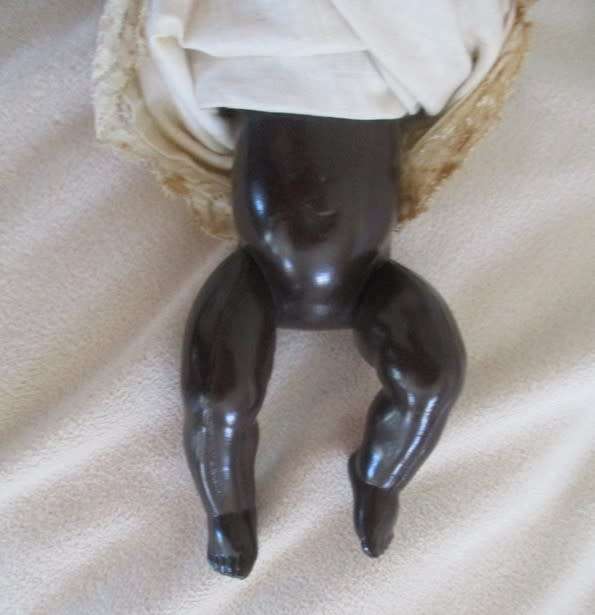 Small antique French 1930`s Societe Nobel Francaise black doll