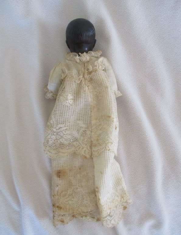 Small antique French 1930`s Societe Nobel Francaise black doll