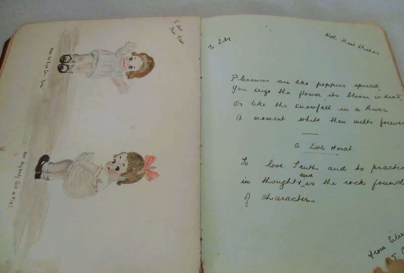 MAJOR NOSTALGIA large antique autograph album (entries from 1914 to 1919) + Bonus of 2 old diaries
