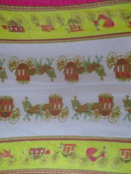 A beautiful large soft shawl/throw with romantic stage coach design
