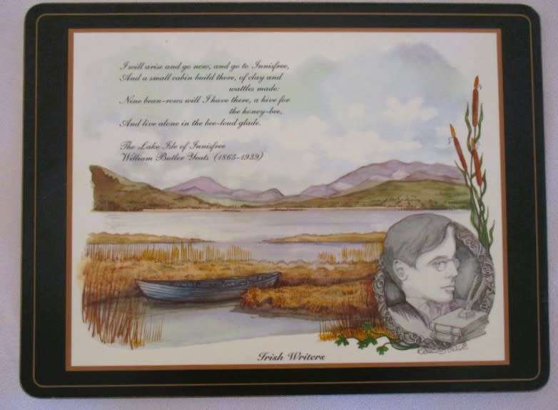 Irish writers - four large vintage quality placemats - WB Yeats, James Joyce, T. Moore, JM Synge