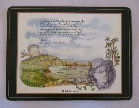 Irish writers - four large vintage quality placemats - WB Yeats, James Joyce, T. Moore, JM Synge