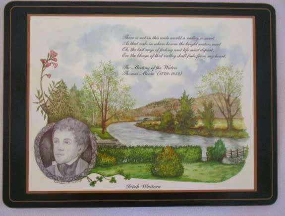 Irish writers - four large vintage quality placemats - WB Yeats, James Joyce, T. Moore, JM Synge