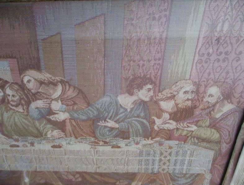 Very large vintage Italian tapestry in ornate vintage frame - Leonardo da Vinci`s Last supper