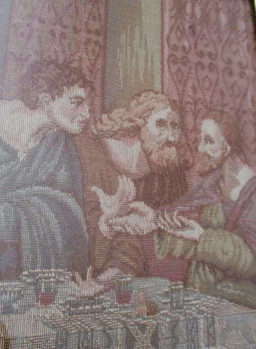 Very large vintage Italian tapestry in ornate vintage frame - Leonardo da Vinci`s Last supper